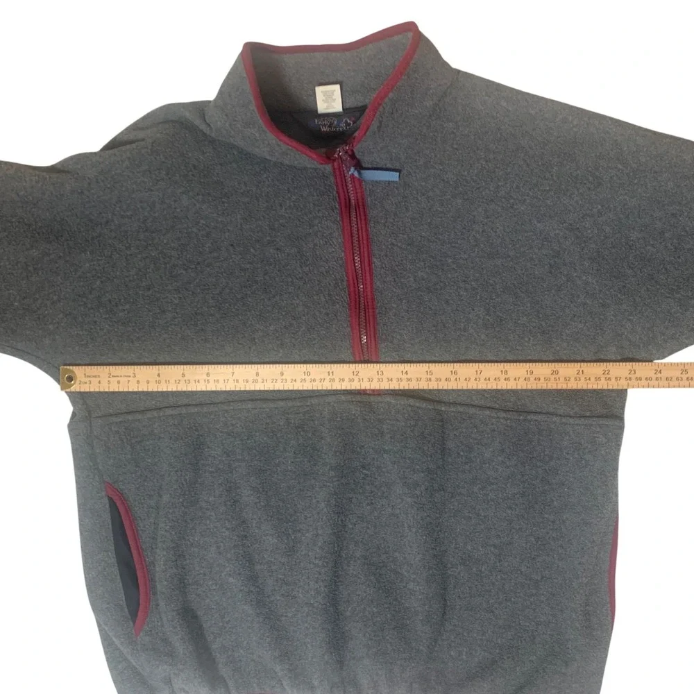 VTG Early Winters Fleece Pullover Mens XL Grey Burgundy Quarter‎ Zip Gorpcore